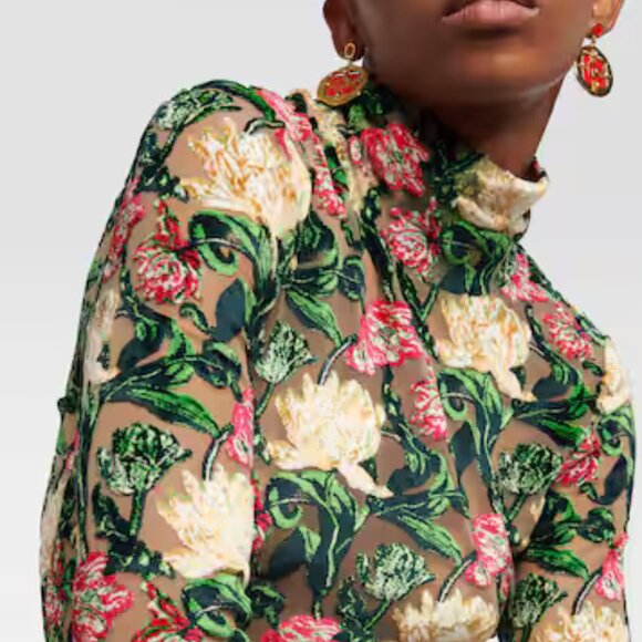 Rabanne Floral Crepe Top - Picture 3 of 6